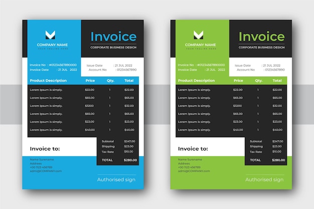 Modern invoice Template Invoicing quotesmoney bills or price invoices and payment agreement design