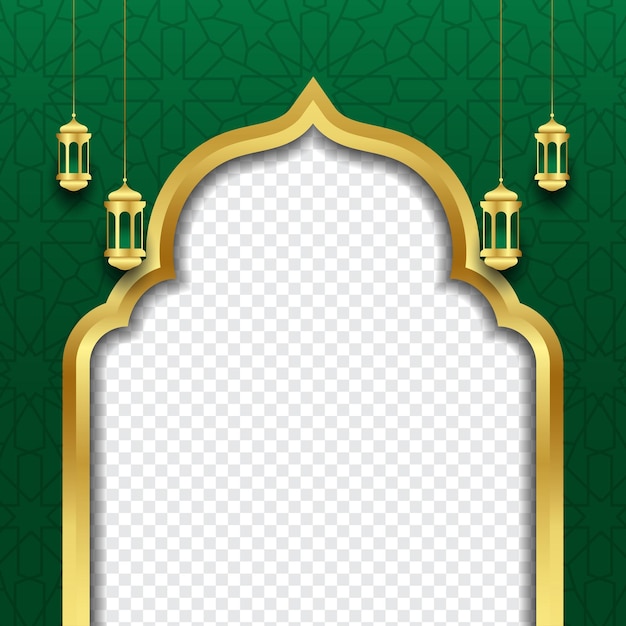 modern islamic golden frame ornament with lantern decorativearabic pattern frame border decoration