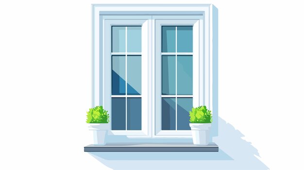 Vector modern isolated white window architecture on white background