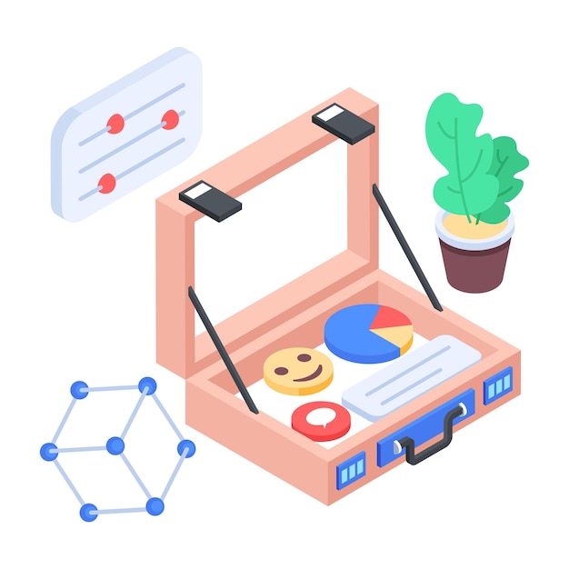 Modern isometric icon of business content