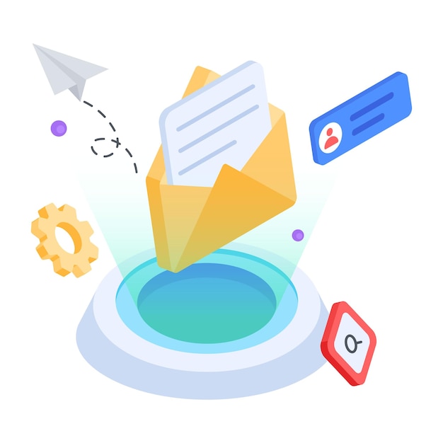 Modern isometric icon of holographic message