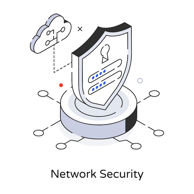 Modern isometric icon of network security