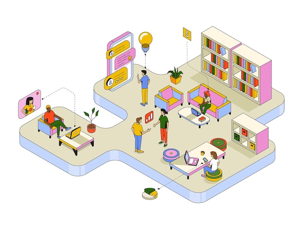 Modern Isometric Illustration design Digital Marketing