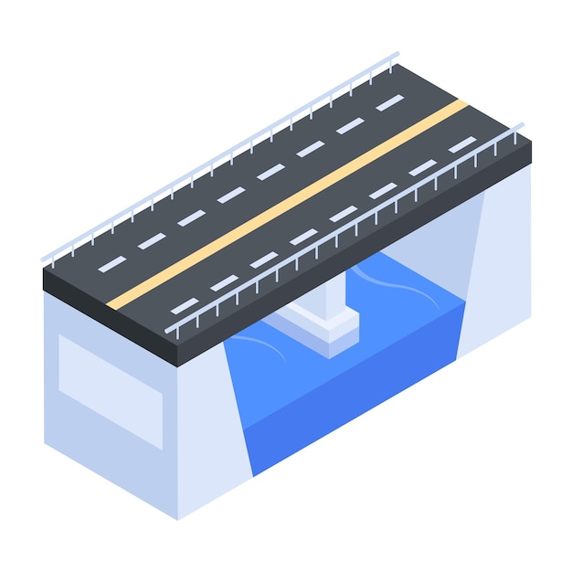 Modern isometric illustration of an urban bridge