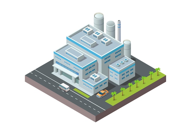 Vector modern isometric industrial building