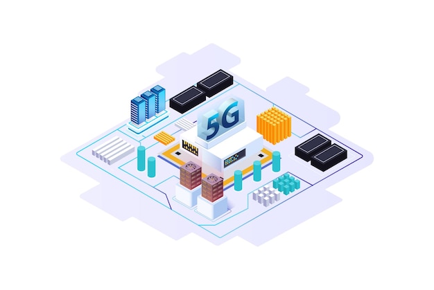 Modern isometric Internet speed technology. online based illustration