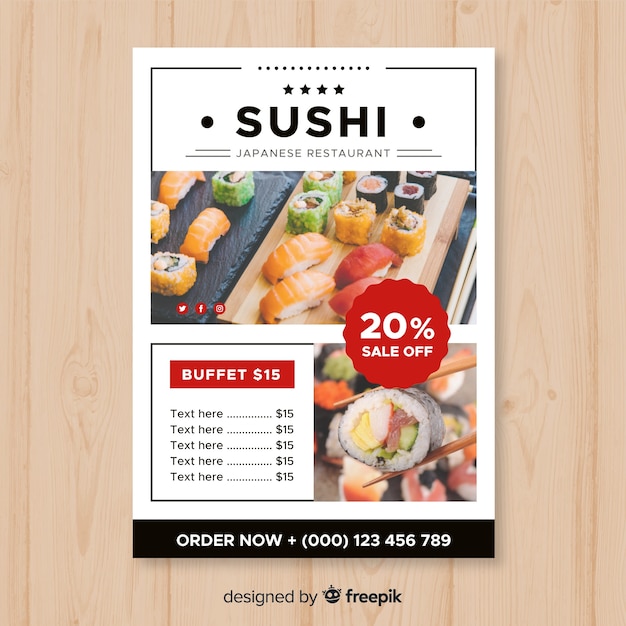 Modern japanese restaurant flyer template