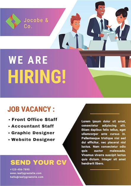 Vector modern job vacancy poster design