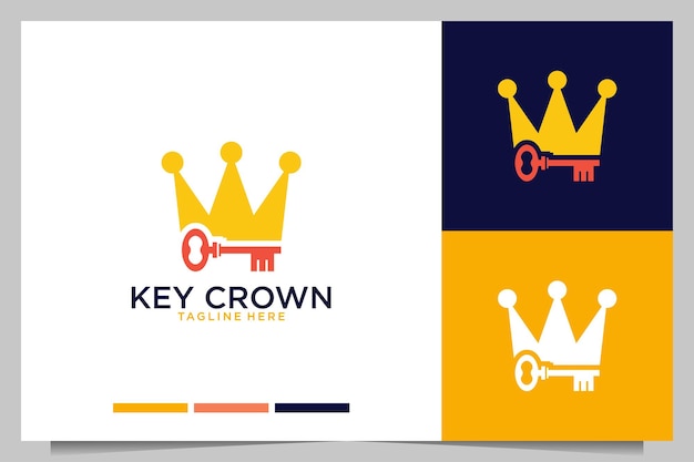 Modern key with crown logo design