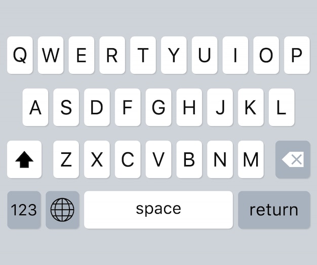 modern keyboard of smartphone, alphabet buttons. 