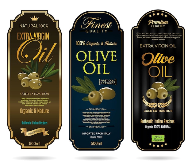 Modern labels graphic design with olives leaves and olive