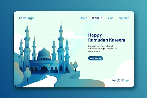 Modern landing page for the month of Ramadan