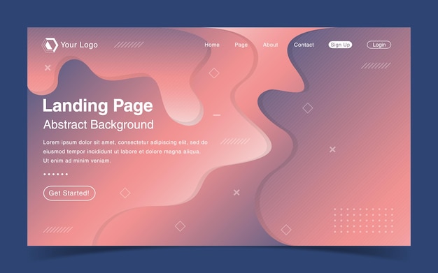 Modern landing page with abstract background