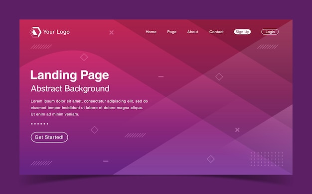 Modern landing page with abstract background