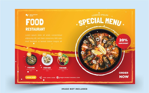 Modern landscape banner template food restaurant with grunge design