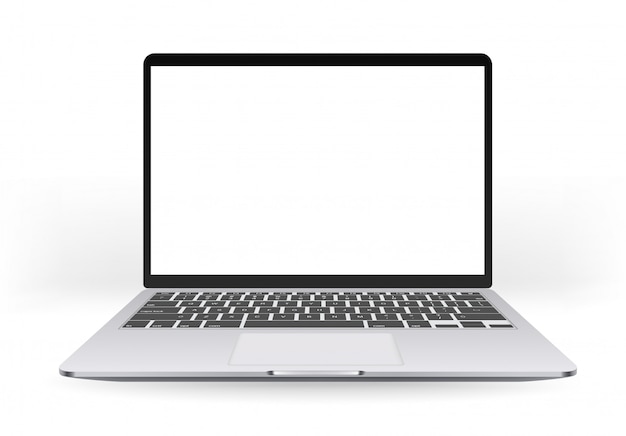 Modern laptop with empty screen isolated