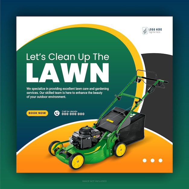 Vector modern lawn care garden landscaping services for social media cover post design web banner template