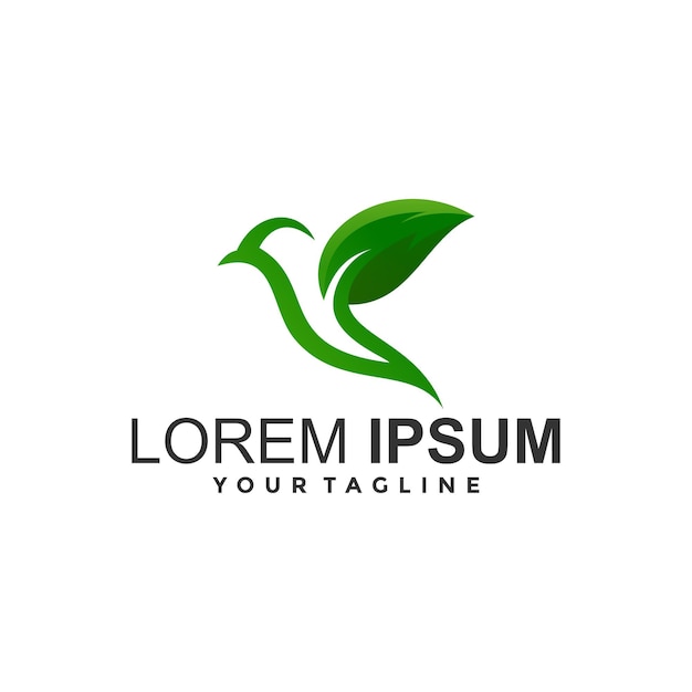 Modern leaves hummingbird logo