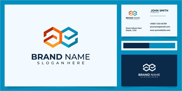 Modern Letter AE hexagon logo design inspirations, initial letter AE, letter AE icon with business card