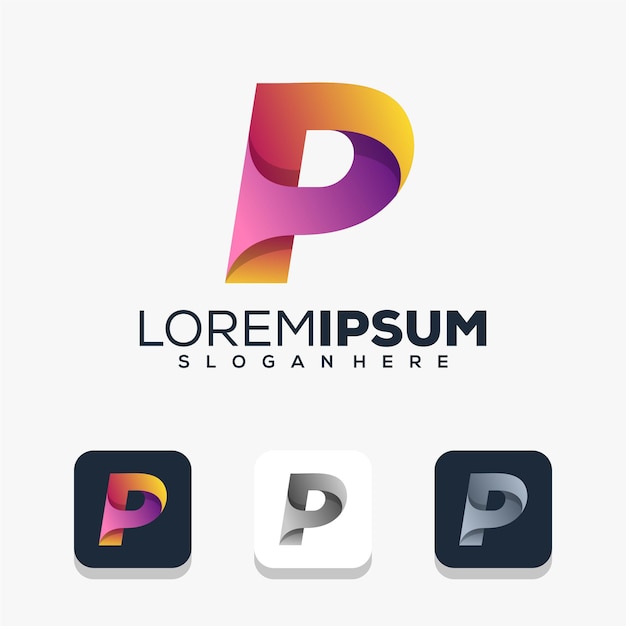 Modern letter p logo design