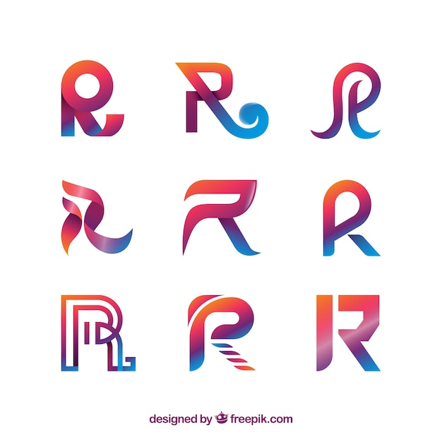 Modern letter r logo collection