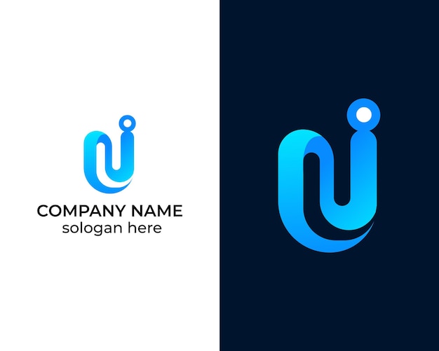 Modern Letter U and I monogram logo design template