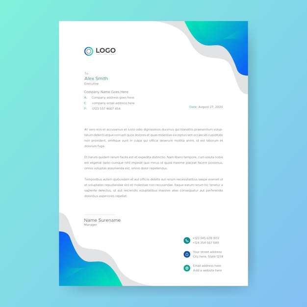 Modern Letterhead design template in flat style