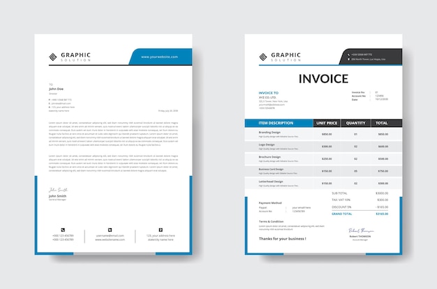 Modern Letterhead amp Invoice design template