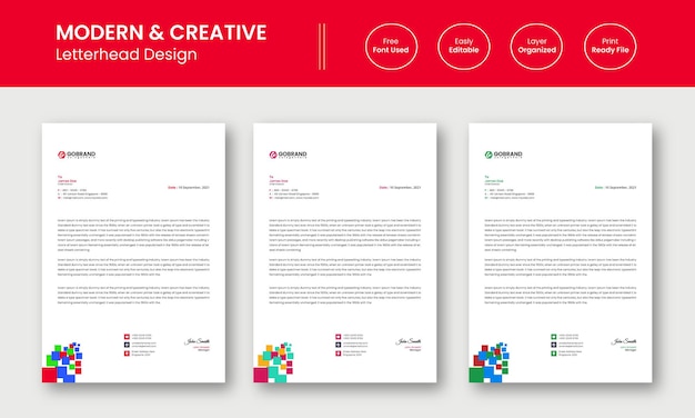 Modern Letterhead Template for Business or Company