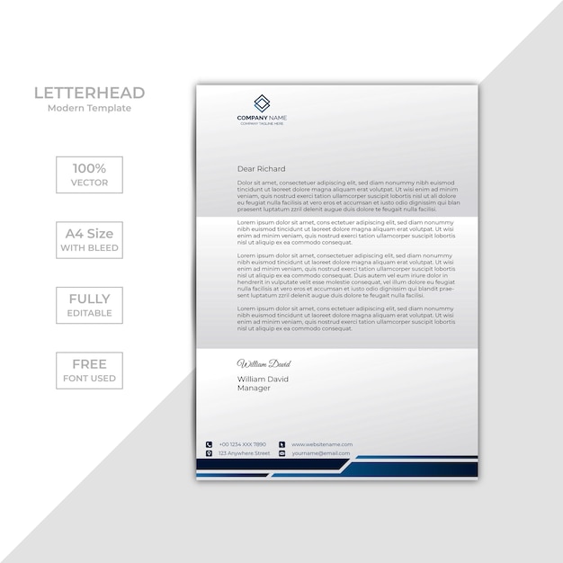 Vector modern letterhead template design with vector file