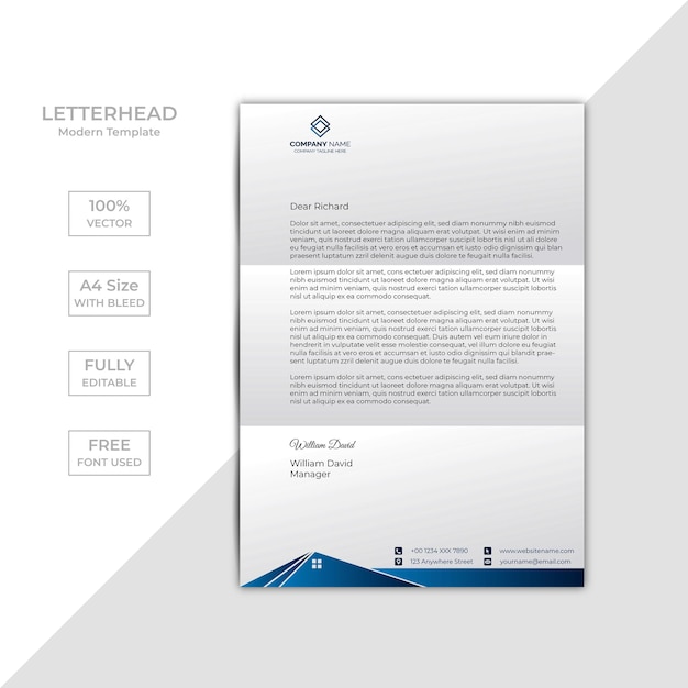 Vector modern letterhead template design with vector file