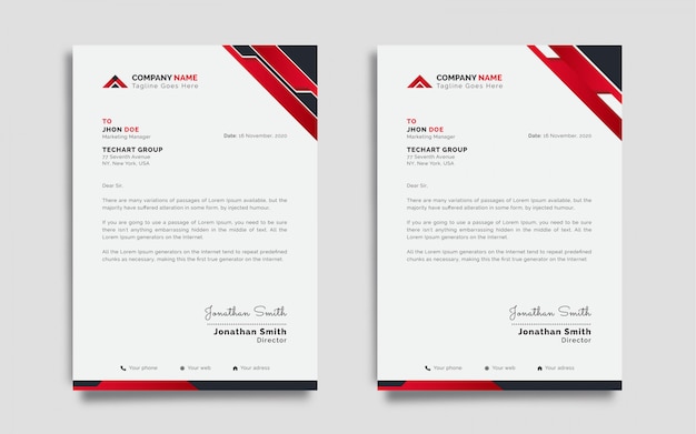 Modern Letterhead With Red Shape