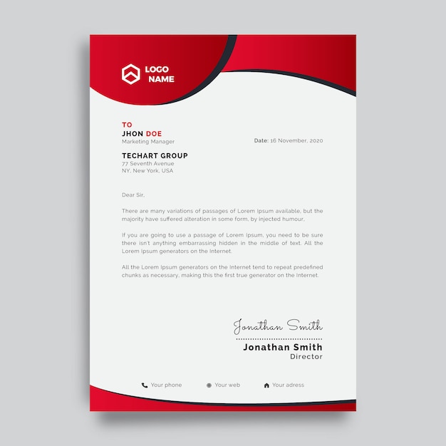 Modern Letterhead With Red Shape