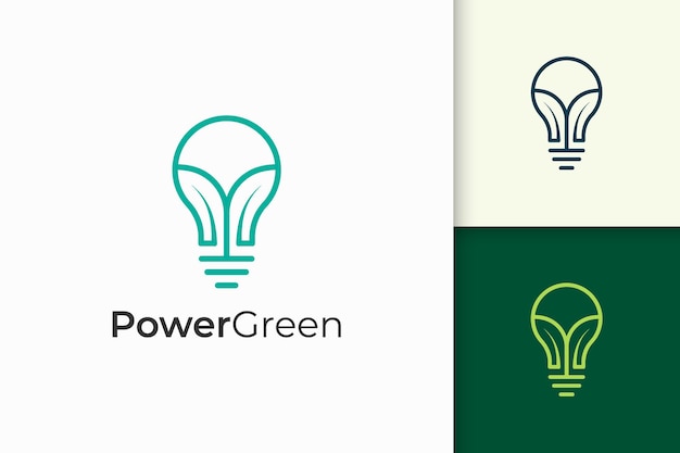 Modern light bulb and leaf logo represent nature and innovation