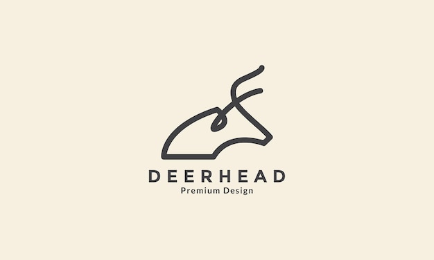 Modern line art deer head side logo vector icon symbol graphic design illustration