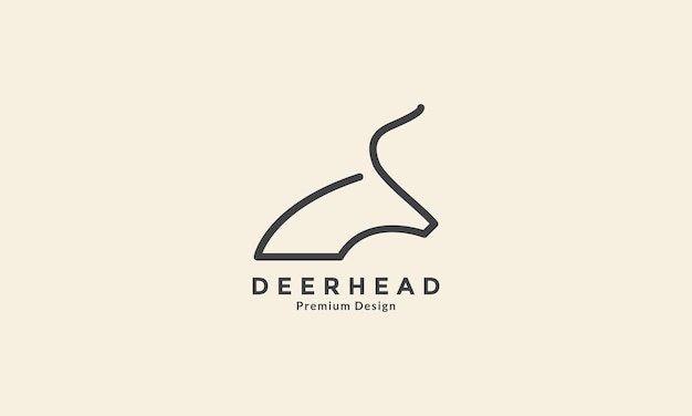 Modern line art deer head side logo vector icon symbol graphic design illustration