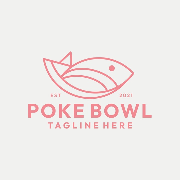 Modern Line art Poke Bowl Logo Vector