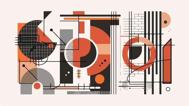 Vector modern linear bauhaus graphic elements collection