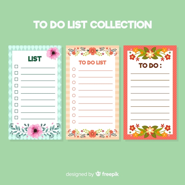 Modern to do list collection with floral style