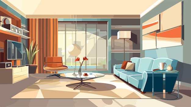 Vector modern living room interior design vector style