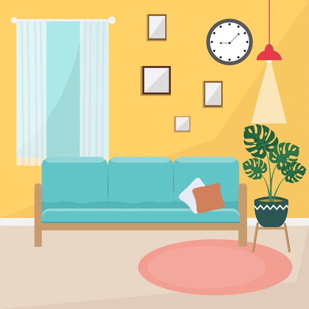 Modern living room interior. illustration.