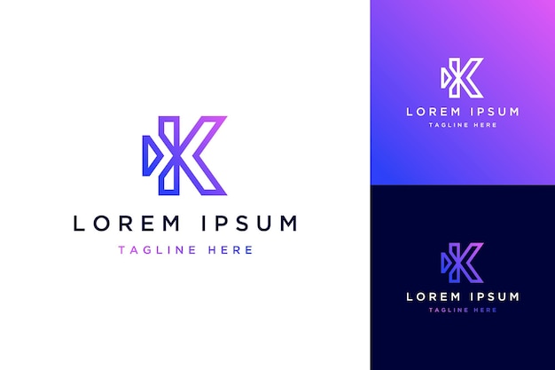 Modern logo design or monogram or initials K line art