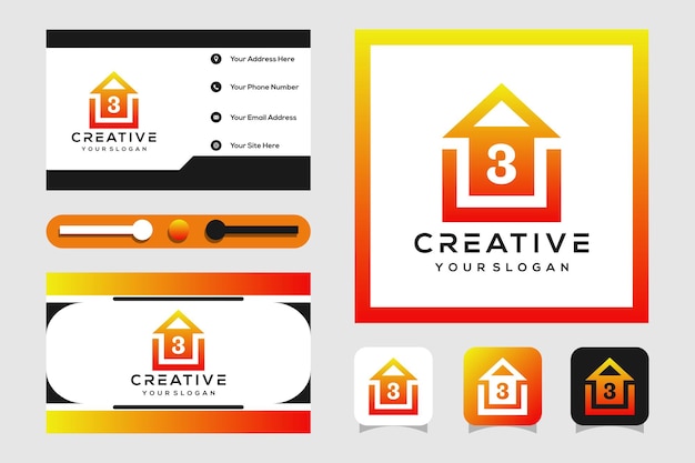 modern logo design number 3 and arrow template