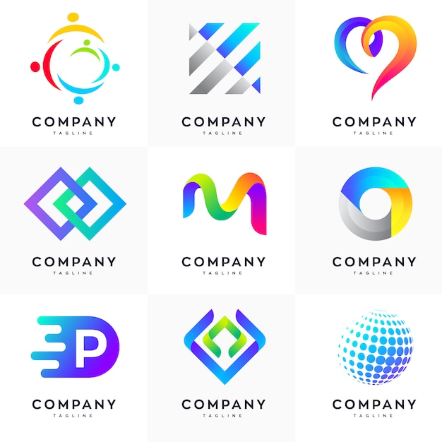 Modern logo design template set, Abstract logo set, colorful logo set, minimalist logo design template set 