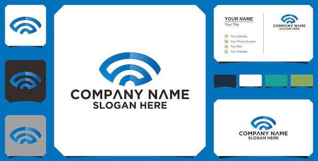 Modern logo icon of wireless signal, internet vector logo and business card