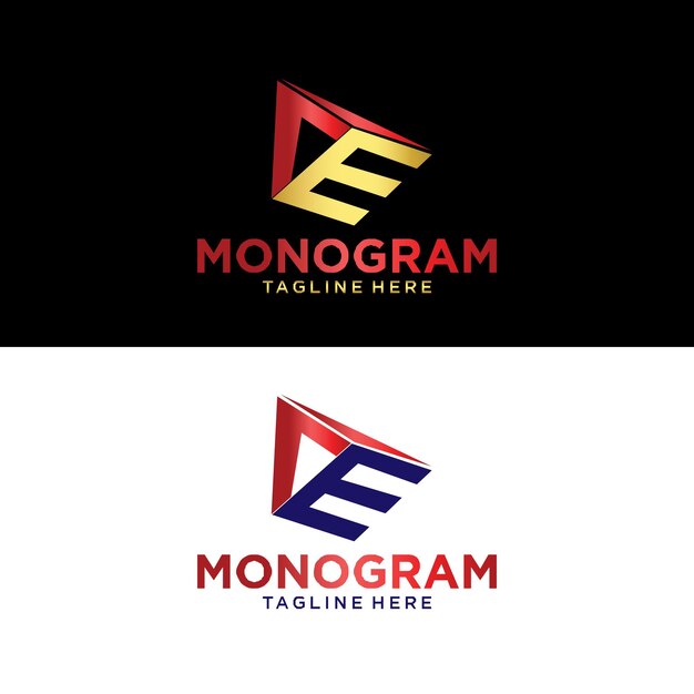 A modern logo for monograms with a red and yellow triangle