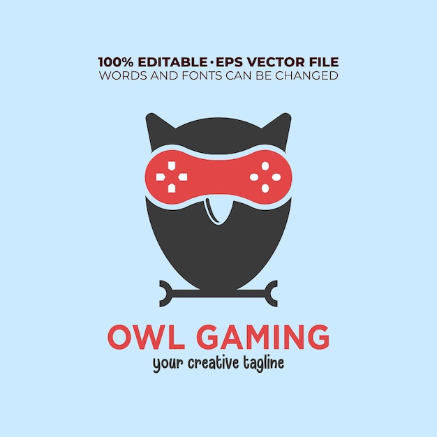 Modern logo owl gaming with editable text