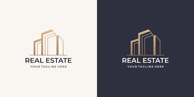 Modern logotype building real estate logo design inspiration. Premium Vector