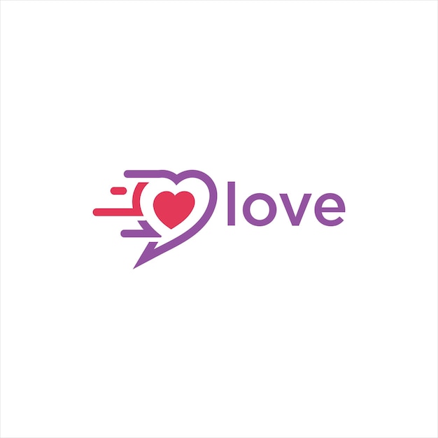 modern love Logo Design Template Idea with Style love blue ping color