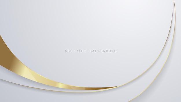 Modern luxury abstract background with golden line elements glowing pattern. Elegant curve geometric shapes on white background. Vector illustration for design.